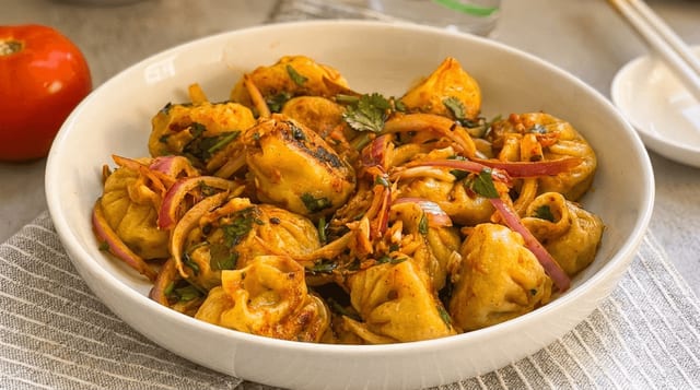 Mutton Sadheko Momo.