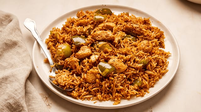 Schezwan Chicken Fried Rice.